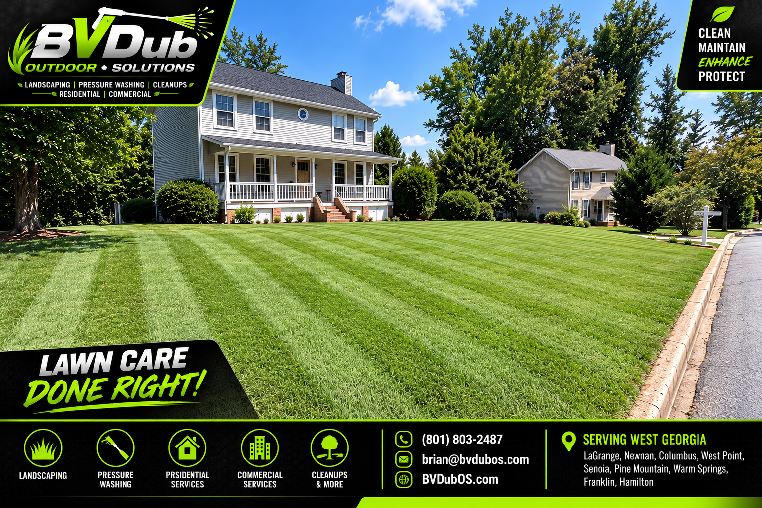 BVDub Outdoor Solutions real lawn mowing and curbside property care project in West Georgia